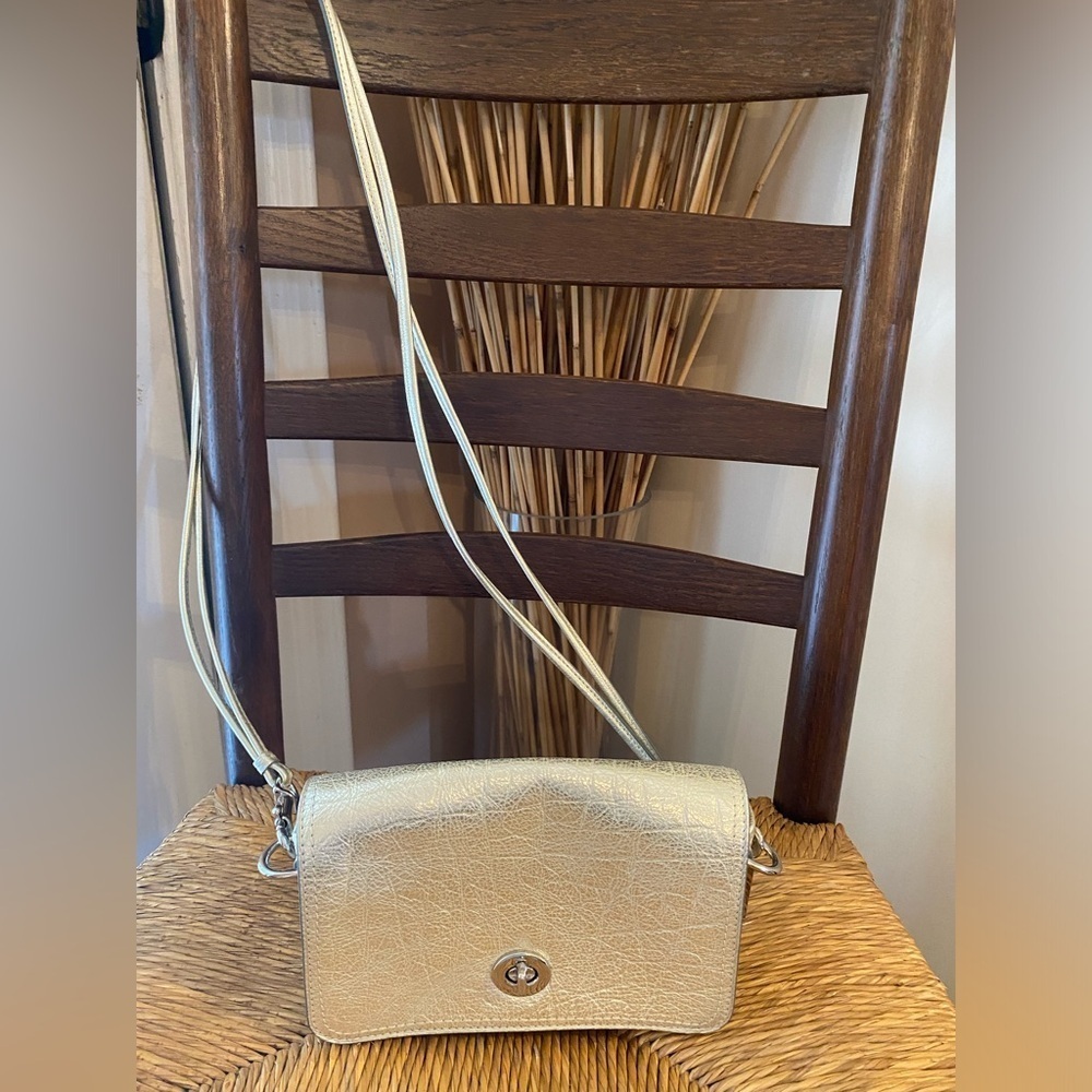Coach 19908 Legacy Gold Metallic Leather Penny Crossbody Shouder Purse 2012